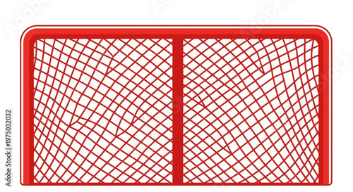 Hockey Goal Net Red Simple Clean Sport Illustration Isolated
