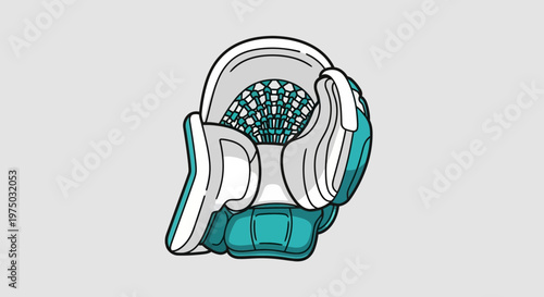 Hockey Goalie Glove Illustration With Teal Accents and White Padding