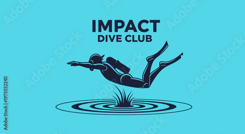 Impact Dive Club Water Entry Silhouette Vector Art