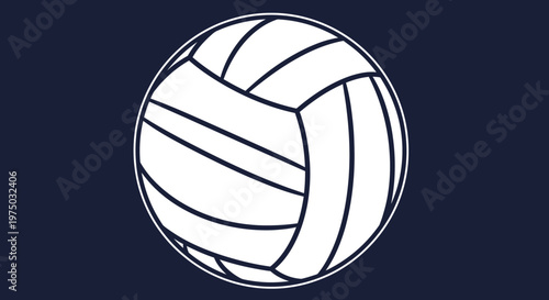 Iconic Volleyball Design With Clean Lines And Dark Blue Background