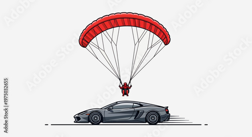 Innovative Parachute Car Concept Sporty Automotive Aerial Delivery Idea