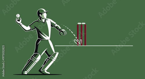 Illustrative Graphic Depiction of a Cricketer in Action