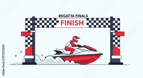 Jet Ski Race Crossing The Finish Line At Regatta Finals Competition