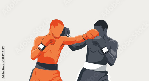 Intense Boxing Match Between Two Athletes