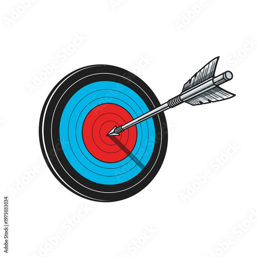 Archery target with a bullseye hit.