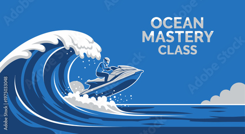 Jet Skiing On A Massive Wave Ocean Mastery Class Poster