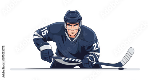 Intense Hockey Player Ready For Action On Ice
