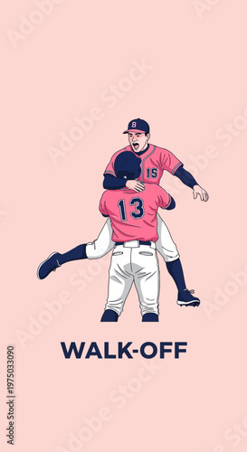 Joyful Baseball Victory Celebration Athlete Hugging Teammate After Winning Game