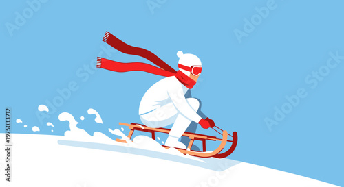 Joyful Sledding Adventure Down Snowy Hilltop