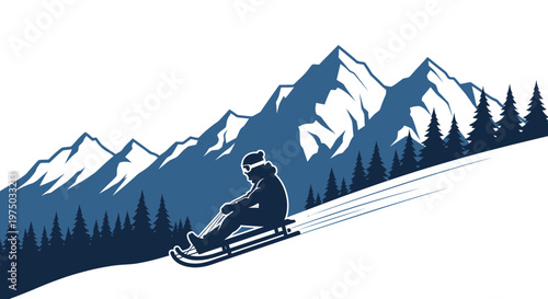 Joyful Sledding Adventure Down Snowy Mountain Slopes