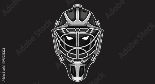 Intimidating Hockey Goalie Mask Minimalist Emblem Design