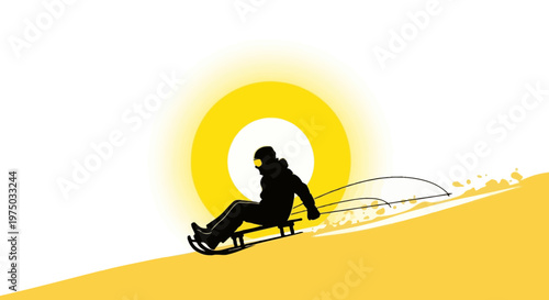 Joyful Sledding Adventure Under a Radiant Sun Graphic