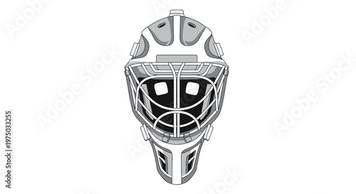 Intimidating Ice Hockey Goalie Mask Frontal View Graphic