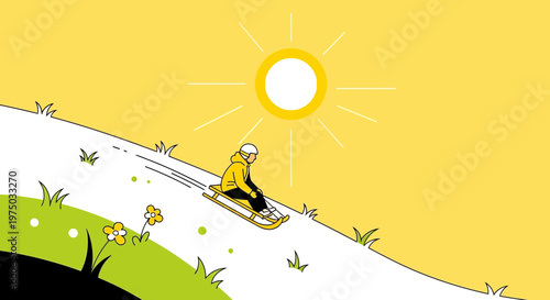 Joyful Sledding Adventure Under The Bright Summer Sun