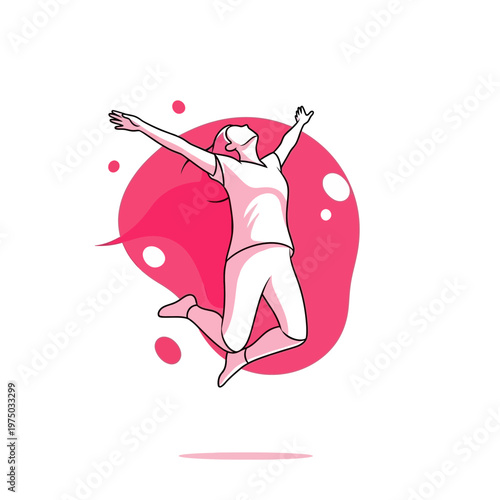 Joyful Dancer Leaping With Arms Wide Open Expressing Pure Exhilaration