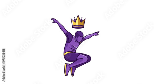 Joyful Figure Embracing Success With Crown Symbolizing Achievement