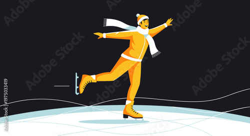 Joyful Figure Skater Gliding Gracefully Across the Ice