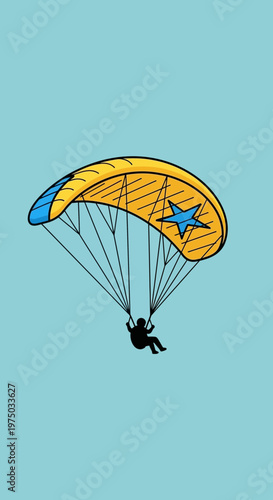 Joyful Parachutist Soars Skyward On Vibrant Wing
