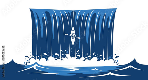 Kayaker Bravely Navigates A Towering Waterfall With Determination