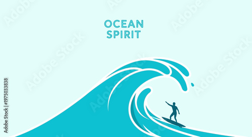 Majestic Ocean Wave With Surfer Riding Symbolizing Freedom and Adventure