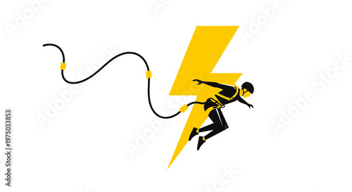 Lightning Fast Action And Adventure Symbolized By A Bungee Jumper
