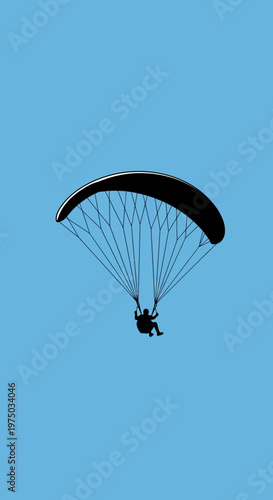 Lone Paraglider Soaring Against A Vivid Blue Sky