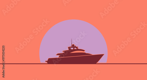 Luxurious Yacht Sailing Towards a Vibrant Sunset Abstract Style