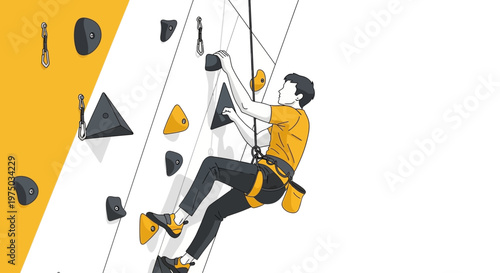 Man Ascending Indoor Climbing Wall Dynamic Action Poses Captivating