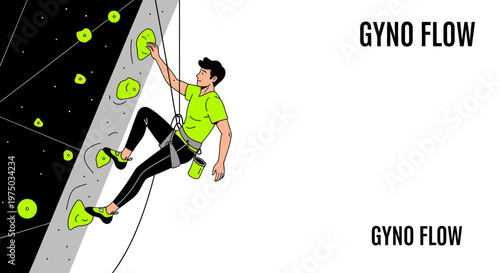 Man Ascending Indoor Climbing Wall Bold Graphics