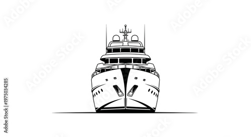 Luxury Yacht Front View Nautical Vessel Illustration