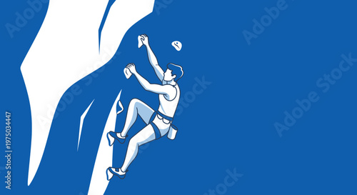 Man Ascends Bold Rock Face Engaging Intense Athleticism