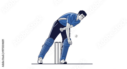 Man Bowling During A Cricket Match With Focus On Action And Skill