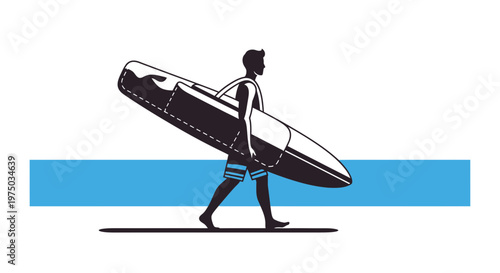 Man Carrying Surfboard In Tropical Ocean Waters Lifestyle