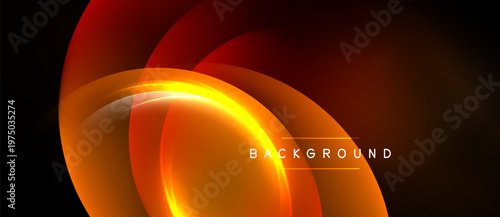 Dynamic orange curves create abstract background. Bright light effects suggest energy, motion, modern design. Text reads BACKGROUND.