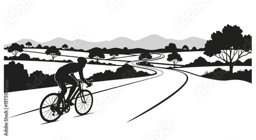 Man Riding a Bicycle on Road.