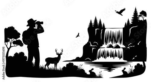 Man taking photo of deer wildlife.