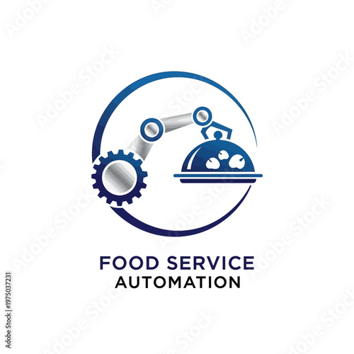 Food service automation robotic arm icon.