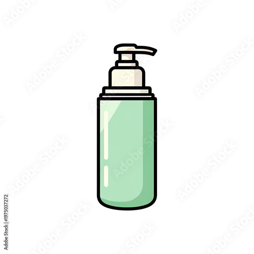 A green soap dispenser bottle on transparent background, perfect for illustrating hygiene and cleanliness concepts in various designs and materials.