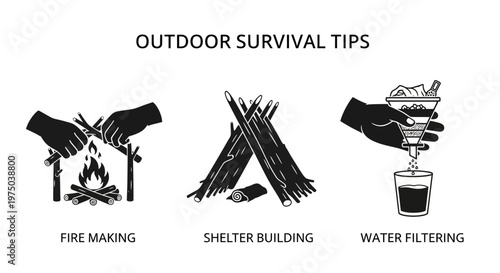 Hands holding fire making tools.