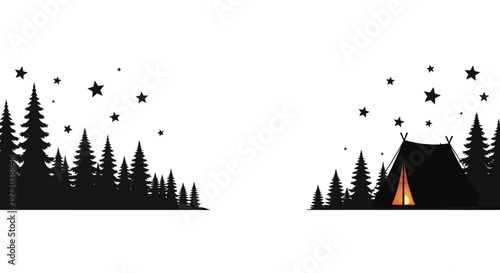 Camping Tent Under Starry Night Sky.