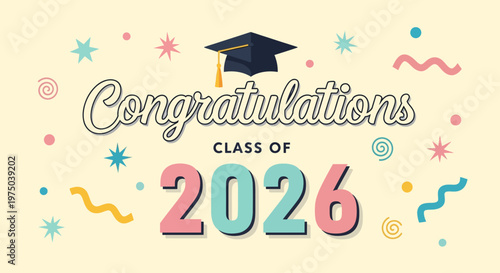 Celebration of the Graduating Class of 2026 with Festive Decorations and Joyful Atmosphere in a Digital Image