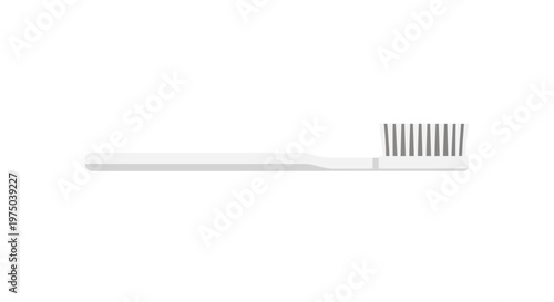 Simple illustration of a white toothbrush with gray bristles on a white background.