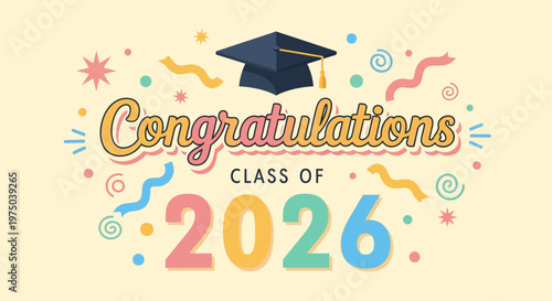 Celebratory Graduation Announcement for the Class of 2026 with Festive Elements