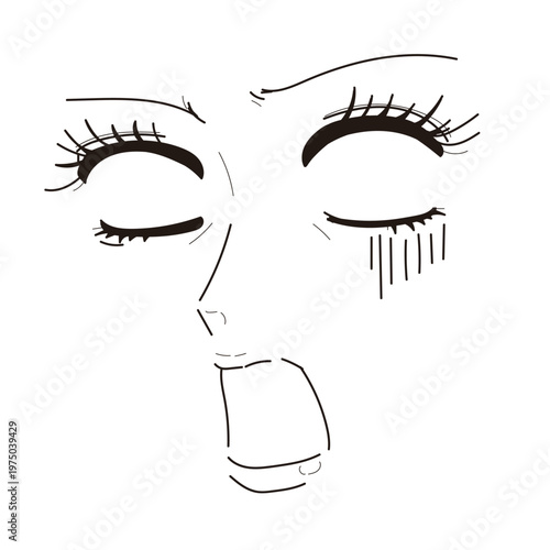 少女漫画風のマンガ風の表情イラスト・驚愕・絶句・ショッキングな出来事