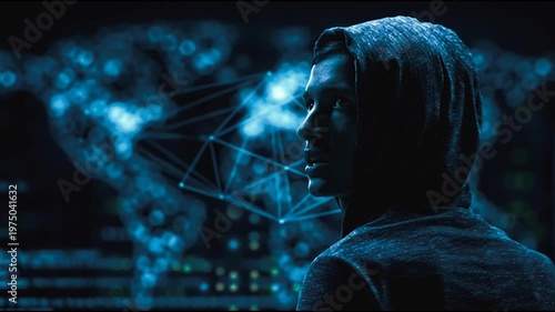 Hacker are planning to hack and attack networks and cyber security systems..Smart Innovation city with connection cyber security network reciprocity over the cityscape . future wireless digital city