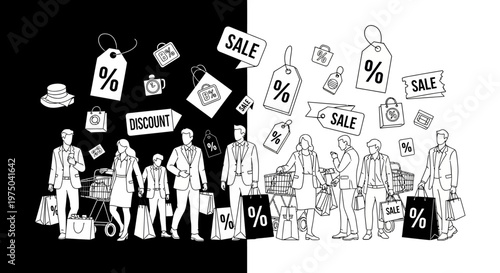 Shopping sale discount concept illustration.