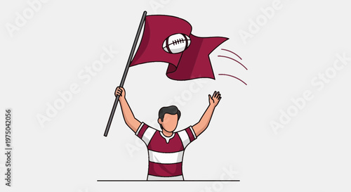 Man Holding American Football Flag Cheering Victory