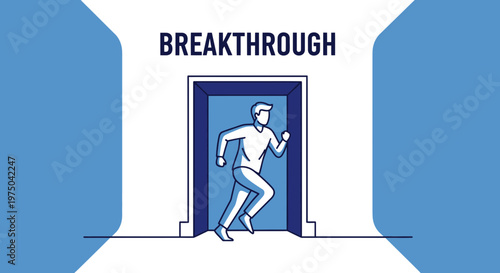 Man Making A Breakthrough Through A Doorway