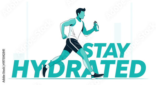 Man Running With Water Bottle Motivational Fitness Graphic Design