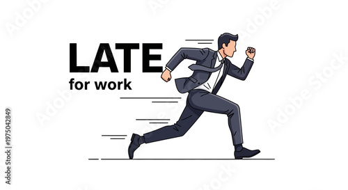 Man Rushing To Work Hurriedly In Business Attire